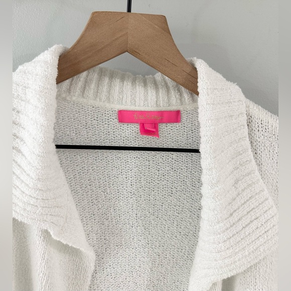 Lilly Pulitzer White Open Front Pocket Cardigan Size Large - Picture 5 of 6